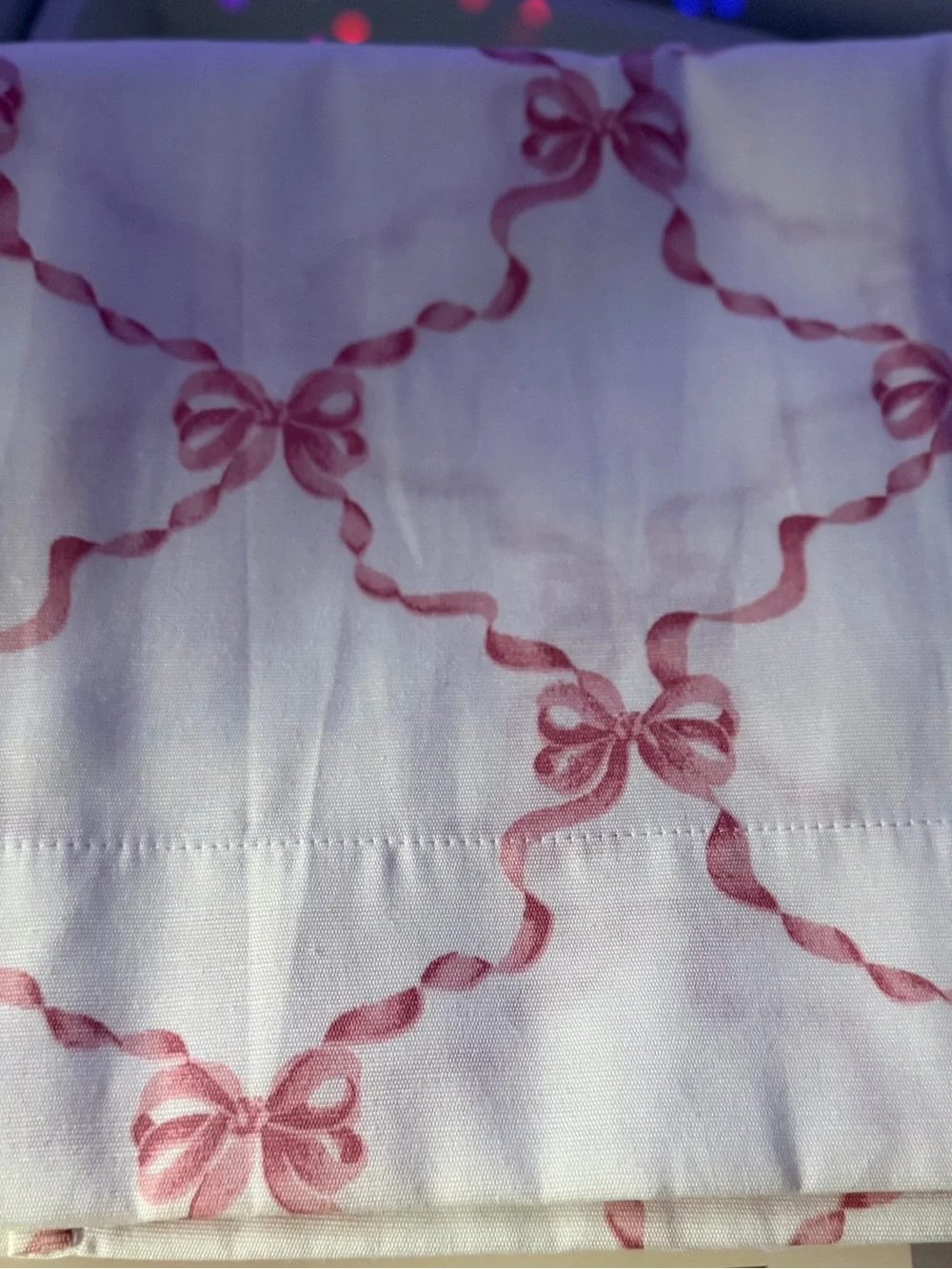 LAURA ASHLEY TRAILING BOW RIBBON PINK WINDOW PANEL PAIR 2 CURTAINS 38” 84”